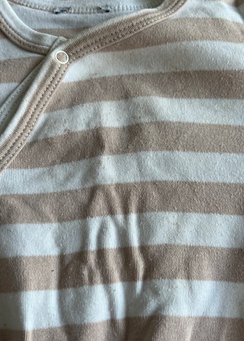 Bej Gri Çizgili Bebek Tulum - Görsel 2