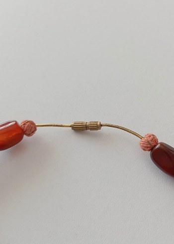 Uzun Kahve Boncuklu Akik tasli Kadın Kolye.... - Görsel 3