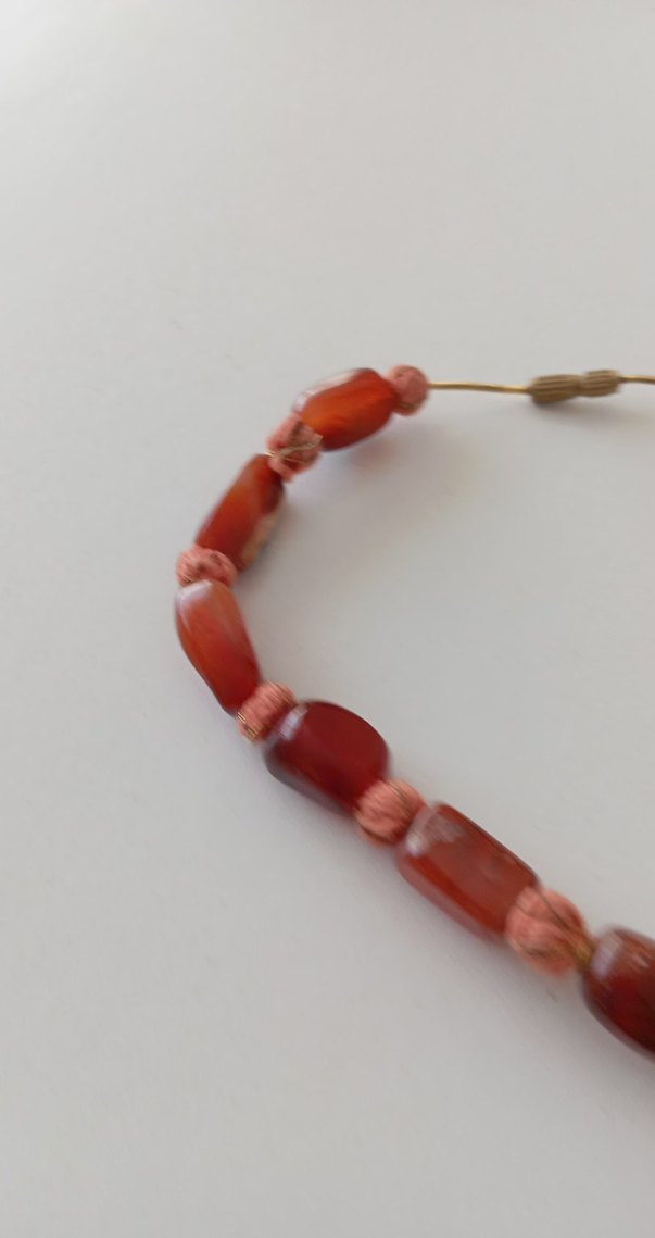 Uzun Kahve Boncuklu Akik tasli Kadın Kolye.... - Görsel 4