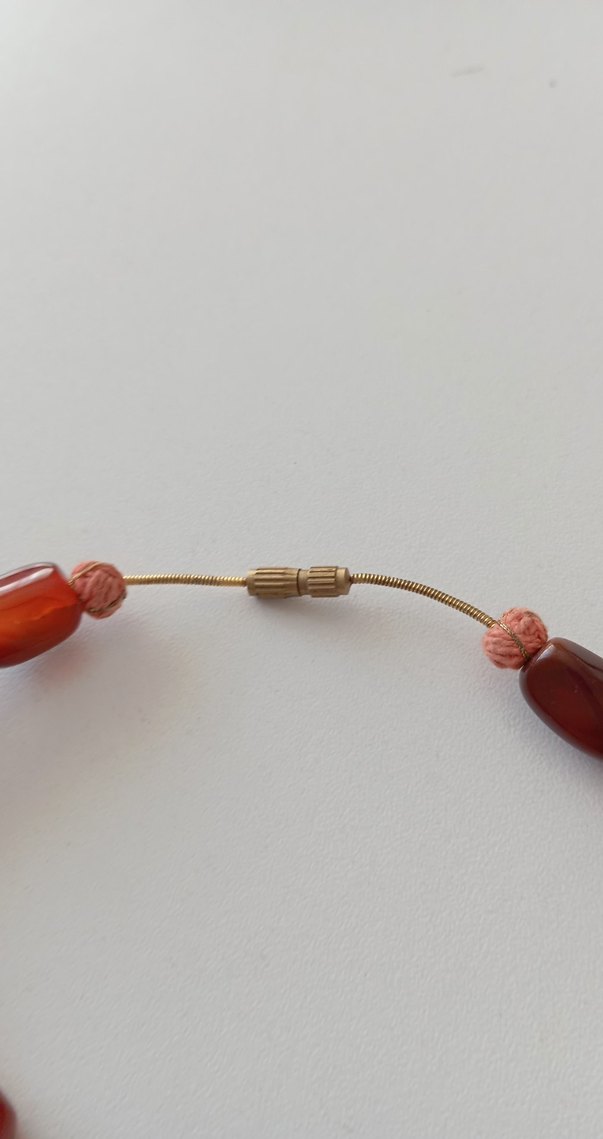 Uzun Kahve Boncuklu Akik tasli Kadın Kolye.... - Görsel 3