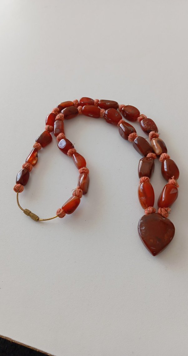 Uzun Kahve Boncuklu Akik tasli Kadın Kolye.... - Görsel 5