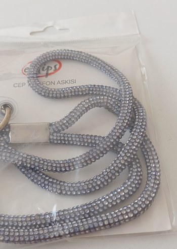 Gri Yılan Desenli Zincir Detaylı Cep Telefon Askısı - Görsel 2