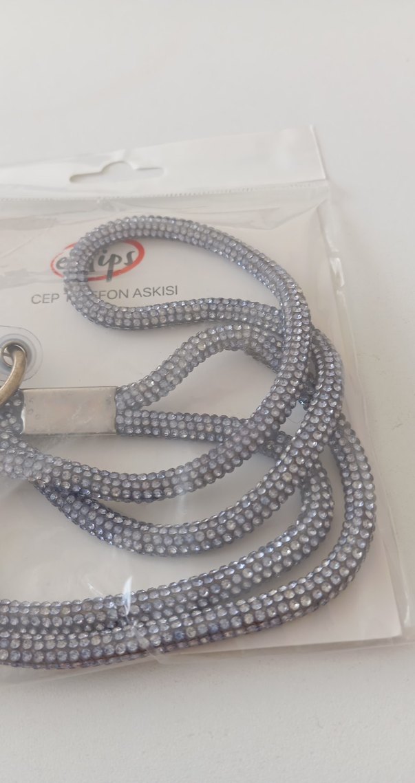 Gri Yılan Desenli Zincir Detaylı Cep Telefon Askısı - Görsel 2