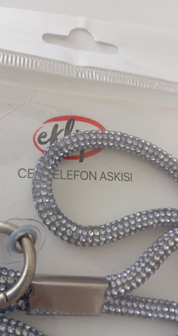 Gri Yılan Desenli Zincir Detaylı Cep Telefon Askısı - Görsel 5