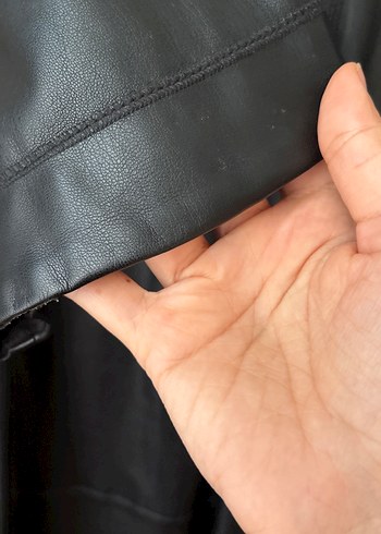 Düğmeli Siyah  Deri elbise - Görsel 6