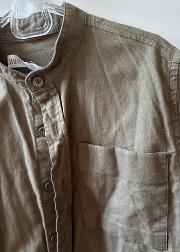 Düğmeli Keten çocuk  Gömlek - Görsel 3