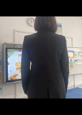 Siyah Kadın Düğmeli Ofis Blazeri - Görsel 4