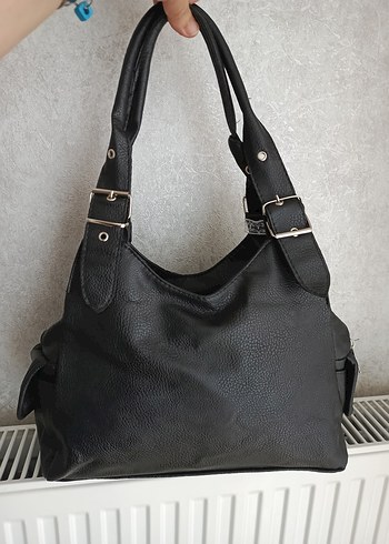 American Vintage Tokalı Siyah Deri Goth Kadın Çanta