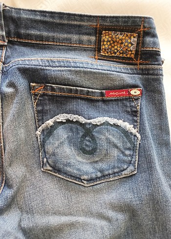 32 Beden mavi Renk Düşük bel, Düz Kesim Kadın Kot Pantolon