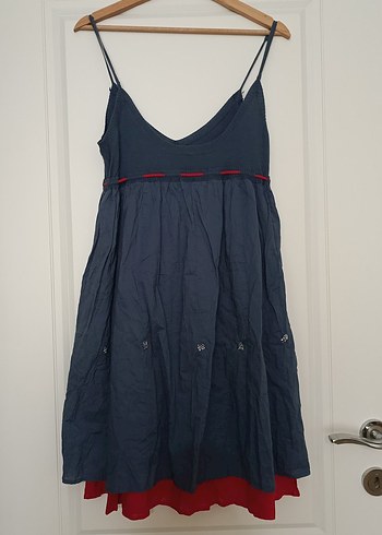 American Vintage boncuklu Lacivert Bohem Midi Elbise