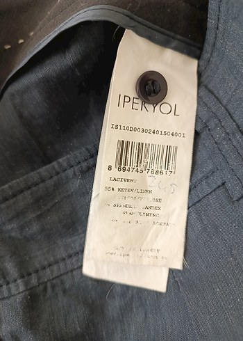 40 Beden gri Renk lacivert ipekyol keten Kadın Pantolon
