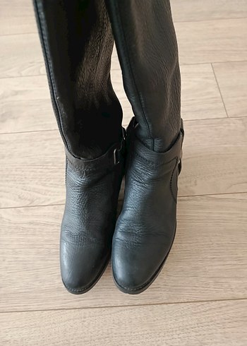 vintage hakiki deri Tokalı Kadın çizme - Görsel 3