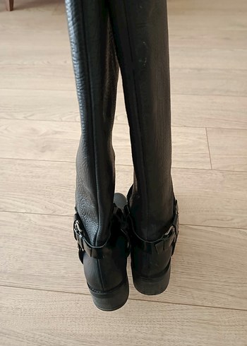 vintage hakiki deri Tokalı Kadın çizme - Görsel 4