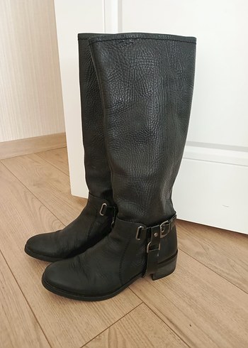 vintage hakiki deri Tokalı Kadın çizme - Görsel 2