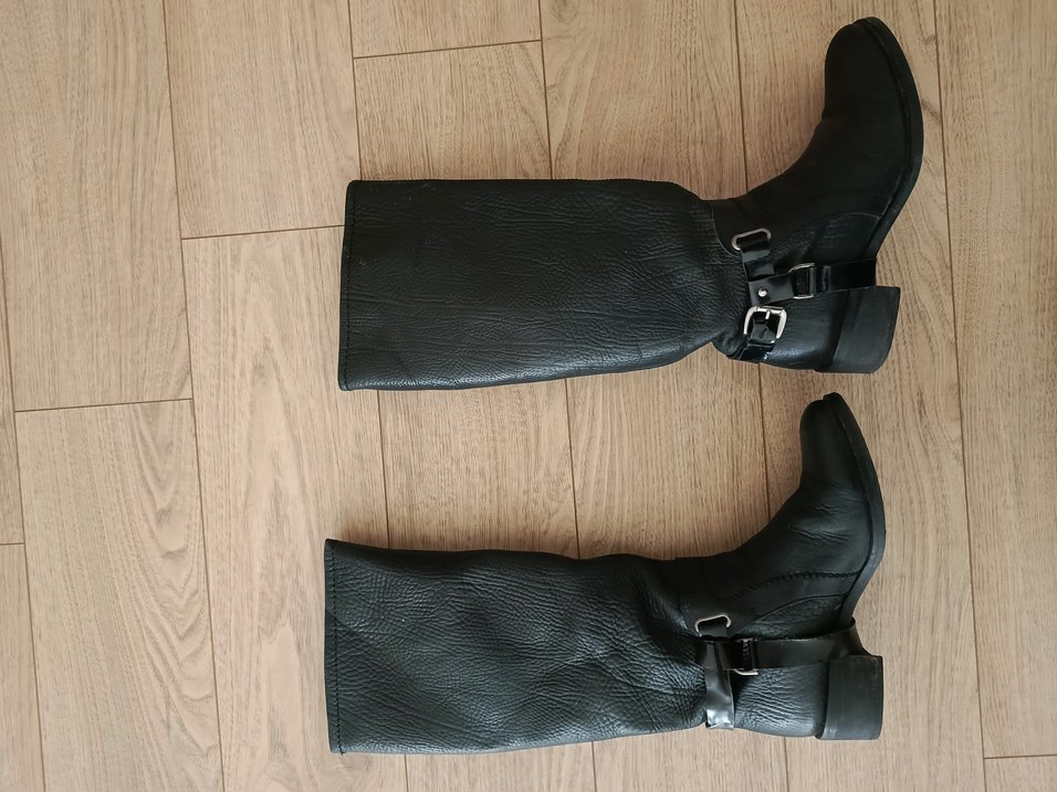 vintage hakiki deri Tokalı Kadın çizme - Görsel 5