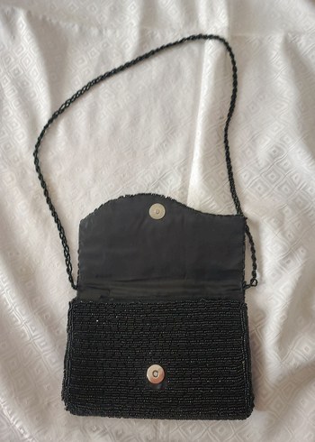 Boncuk İşlemeli Siyah Kadın kol Çanta - Görsel 6