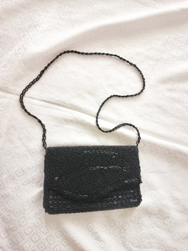 Boncuk İşlemeli Siyah Kadın kol Çanta - Görsel 3
