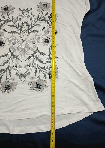 vintage tarz nakış ve pul işlemeli Kadın Tişört - Görsel 5