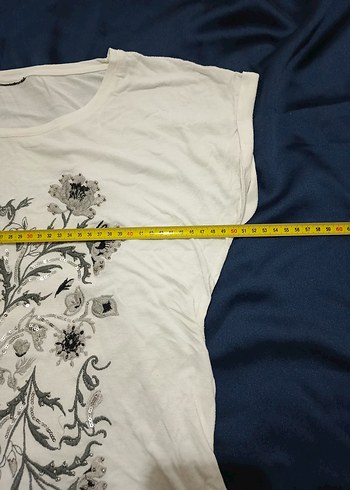 vintage tarz nakış ve pul işlemeli Kadın Tişört - Görsel 4