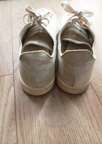 ekru renk Adidas stan Smith Kadın Spor Ayakkabı - Görsel 4