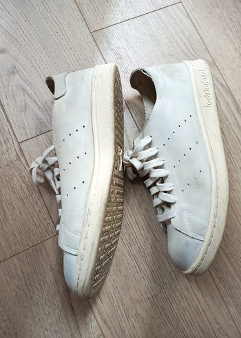 ekru renk Adidas stan Smith Kadın Spor Ayakkabı - Görsel 2