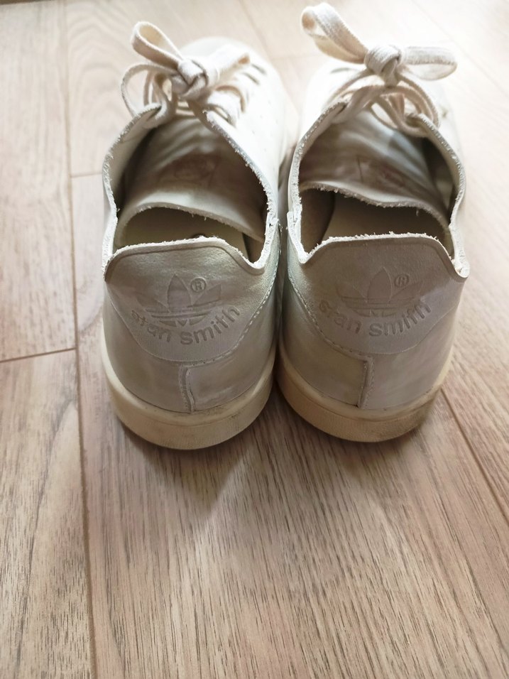 ekru renk Adidas stan Smith Kadın Spor Ayakkabı - Görsel 4