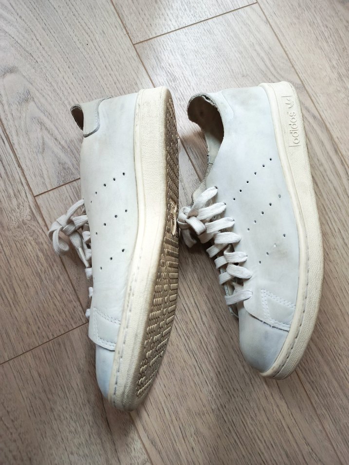 ekru renk Adidas stan Smith Kadın Spor Ayakkabı - Görsel 2