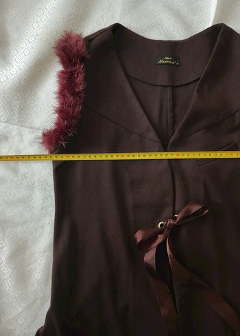 vintage tarz orjinal peluş tüylü kurdele bağlamalı yelek - Görsel 7