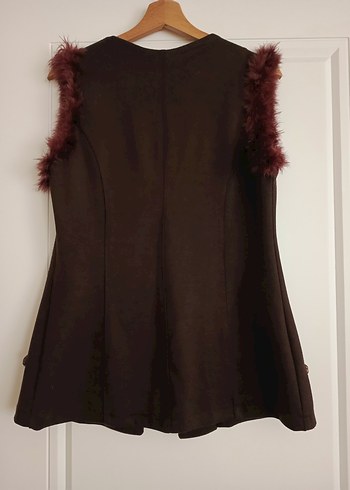 vintage tarz orjinal peluş tüylü kurdele bağlamalı yelek - Görsel 5