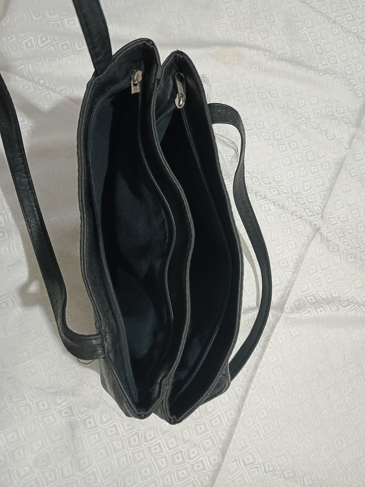 vintage metal zımba Detaylı Siyah Deri Kadın kol Çantası - Görsel 3