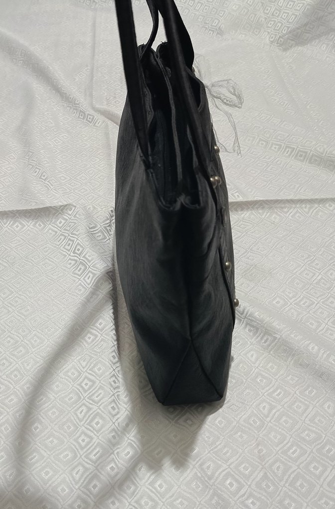 vintage metal zımba Detaylı Siyah Deri Kadın kol Çantası - Görsel 4