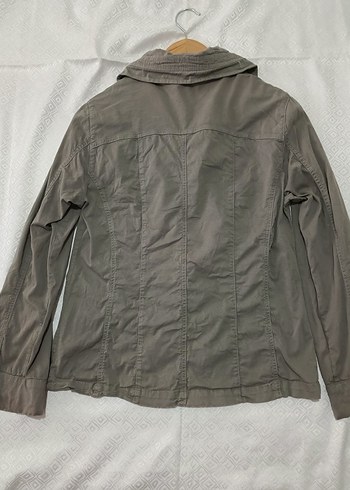 vintage tarz çiftFermuarlı haki renk Kadın Ceket - Görsel 2