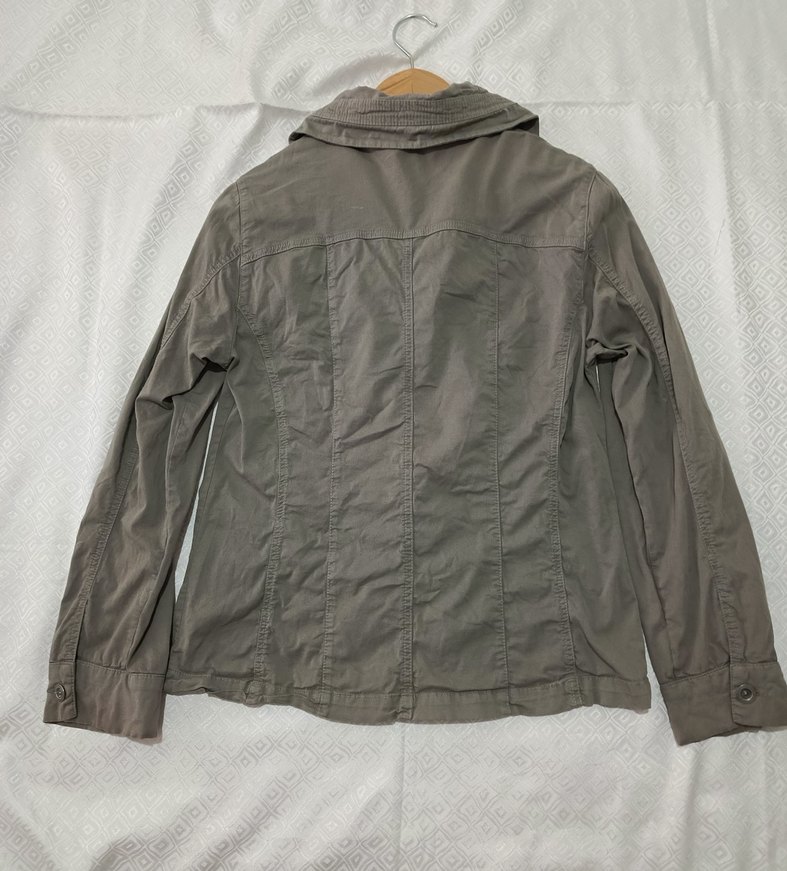 vintage tarz çiftFermuarlı haki renk Kadın Ceket - Görsel 2