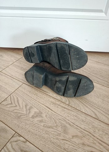 Kahverengi metal boncuklu gerçek nubuk Biker Bot - Görsel 6