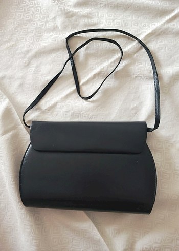 vintage gerçek deri ışıltılı taşlı askılı kol çantası - Görsel 3