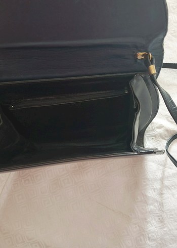 vintage gerçek deri ışıltılı taşlı askılı kol çantası - Görsel 4