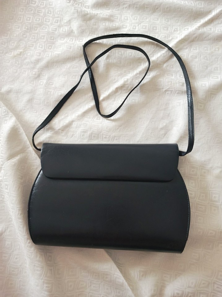 vintage gerçek deri ışıltılı taşlı askılı kol  çantası - Görsel 3