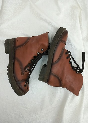 Kahverengi gerçek Deri Kadın bağlamalı bot - Görsel 3