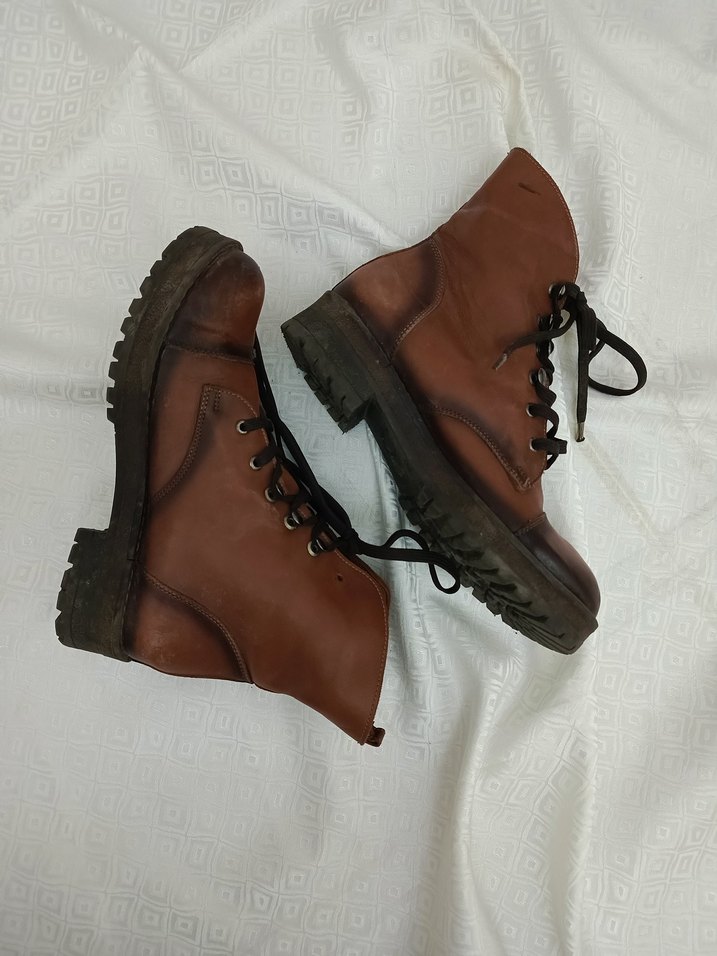 Kahverengi gerçek Deri Kadın bağlamalı bot - Görsel 2