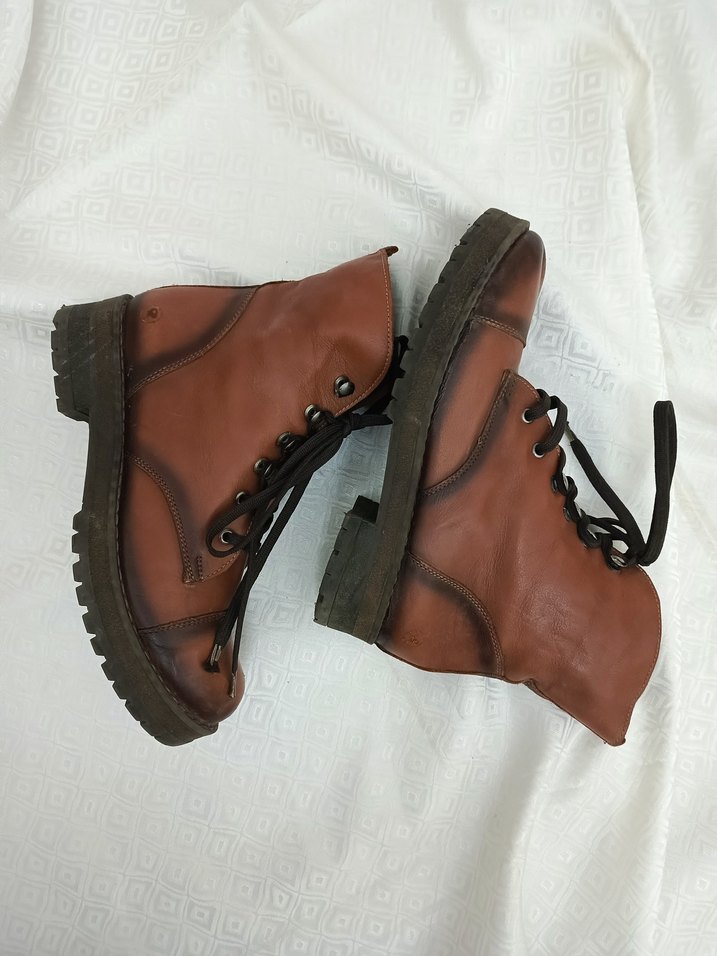 Kahverengi gerçek Deri Kadın bağlamalı bot - Görsel 3