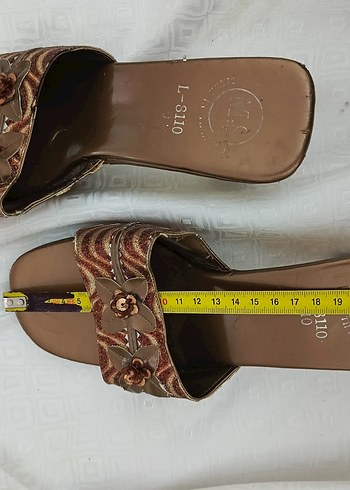 bakır renk ışıltılı Desenli Boncuklu şeffaf Topuk Terlik - Görsel 7