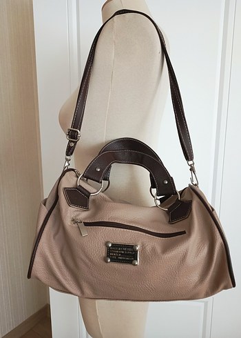 vintage tarz bej Deri Kadın kol Çanta - Görsel 5