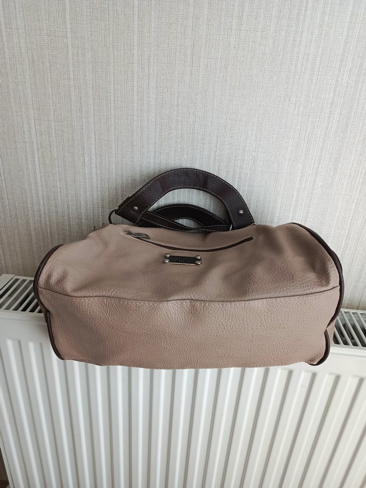 vintage tarz bej Deri Kadın kol Çanta - Görsel 4