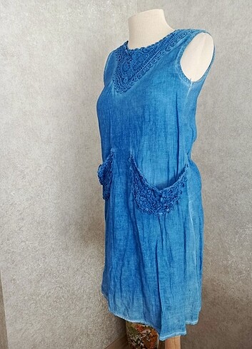 American Vintage Şile bezi dantel detaylı kolsuz yazlık elbise????