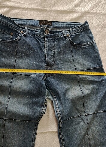 xl Beden lacivert Renk Adil ışık marka pırıltılı bol paça kot pantolon