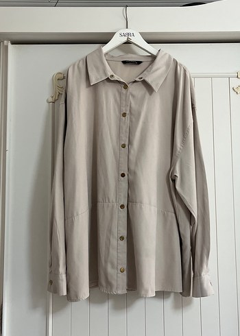 Bej Düğmeli Kadın Gömlek - Görsel 4