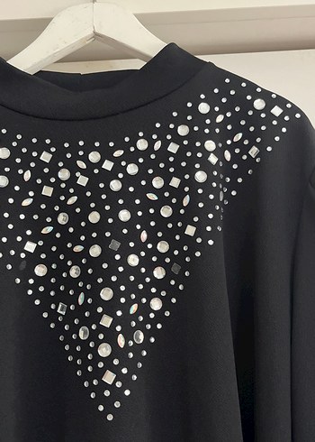 Siyah Uzun, Payetli Gotik Elbise - Görsel 4