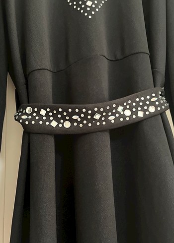 Siyah Uzun, Payetli Gotik Elbise - Görsel 5