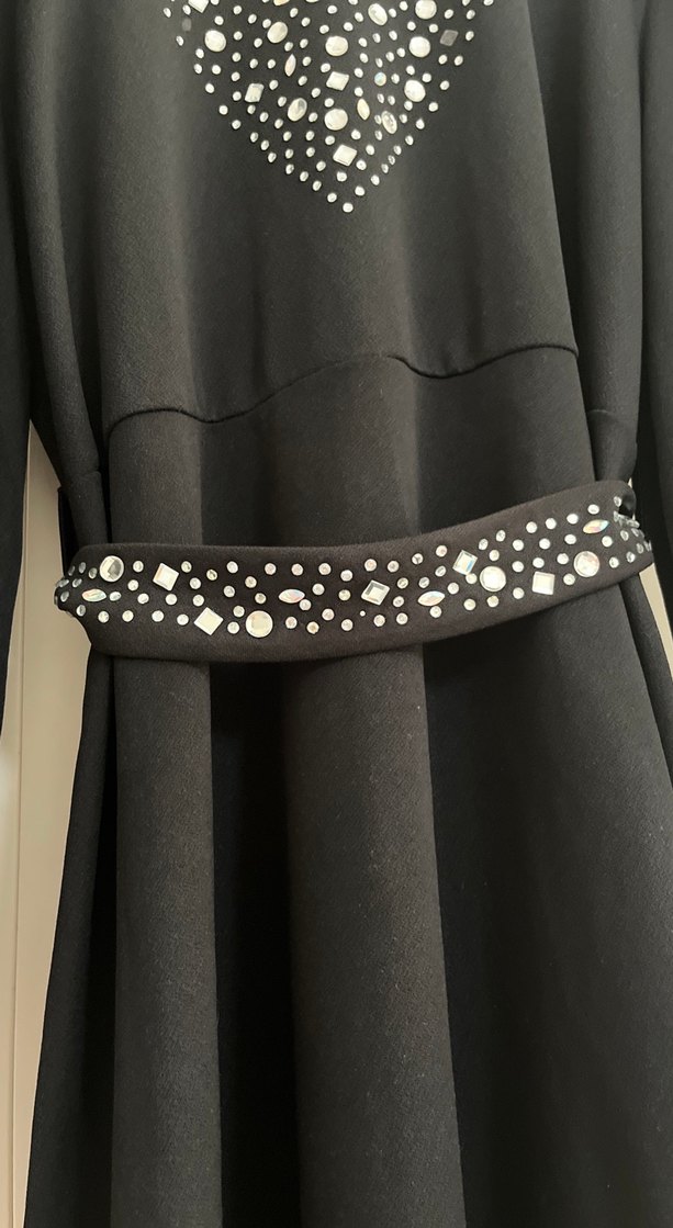 Siyah Uzun, Payetli Gotik Elbise - Görsel 5