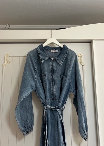 Kadın Mavi Denim Uzun Elbise - Görsel 3